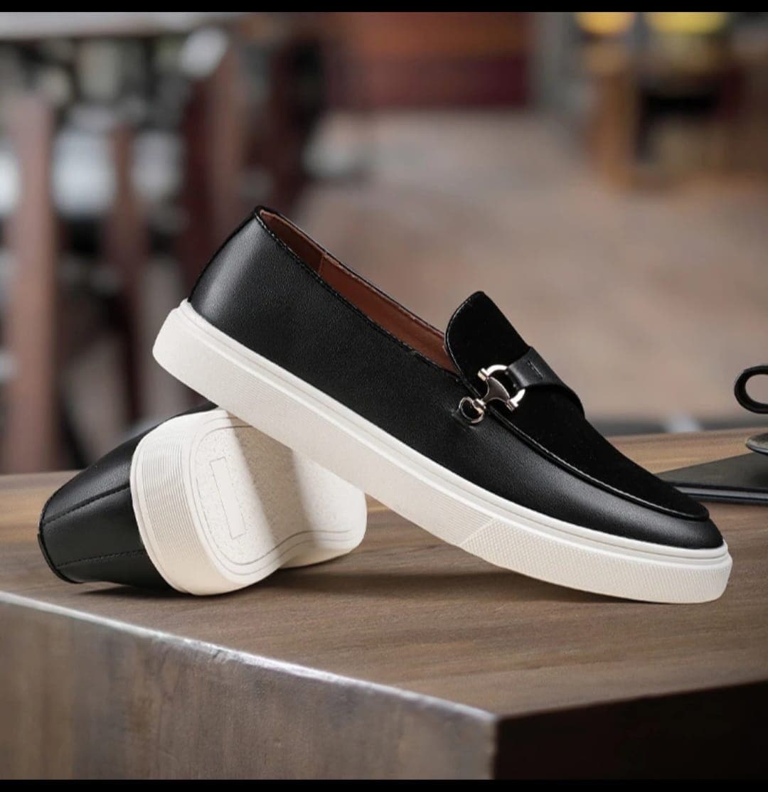 Black / White Sole loafer shoe for men — Black Bit Loafer
