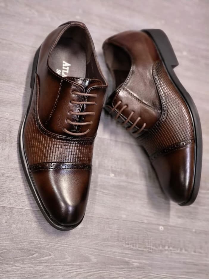 Coffee Brown oxford shoe for men — Coffee Woven-Panel Oxford